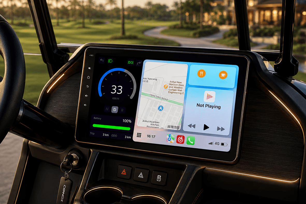 Integrated Keogram Display inside a golf cart dashboard